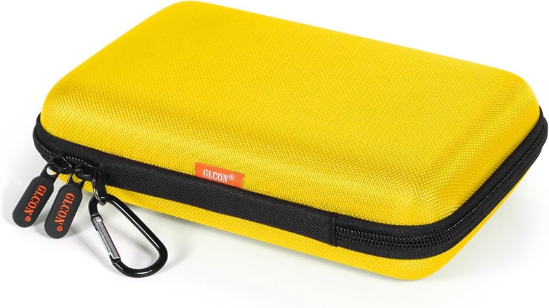 GLCON Bright Yellow Hard Shell Electronic Organizer Carrying Case - Shockproof Large Storage Case for Hard Drive, Phone, Power Bank, Charger, Earbuds - Zipper Pouch Gadget Bag for Business, Travel - Image 1